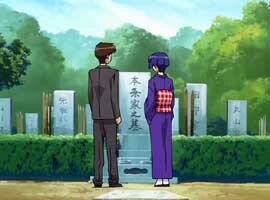 Kaoru und Aoi am Grab von Kaorus Mutter