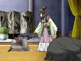 Shoukei kniet vor der Kyou-K�nigin