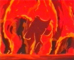 Towa st�rzt sich in die Flammen